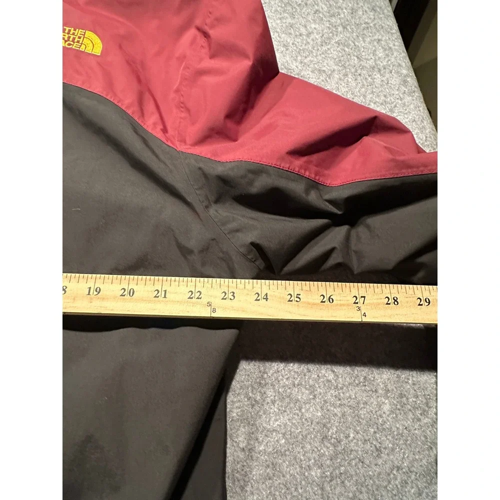 The North Face Mens XL Hooded Fleece Lined Jacket Burgundy Black Colorblock
